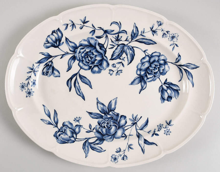 Warwick Blue 14" Oval Serving Platter by Johnson Brothers-1