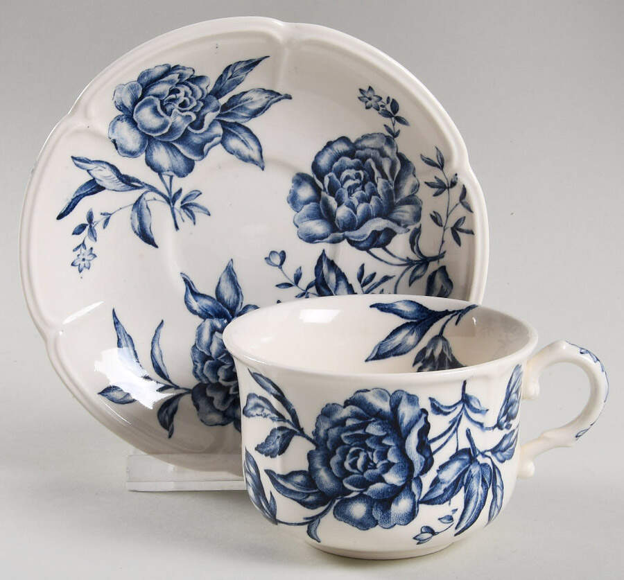 Warwick Blue Footed Cup & Saucer Set by Johnson Brothers-1