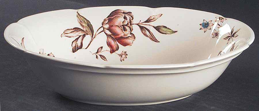 Warwick Brown Multicolor 8" Oval Vegetable Bowl by Johnson Brothers-1