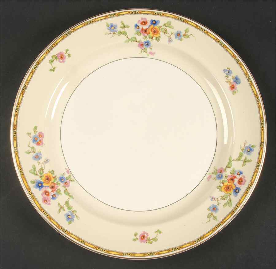 Watteau (Yellow Ovals Border) 12" Chop Plate (Round Platter) by Johnson Brothers-1