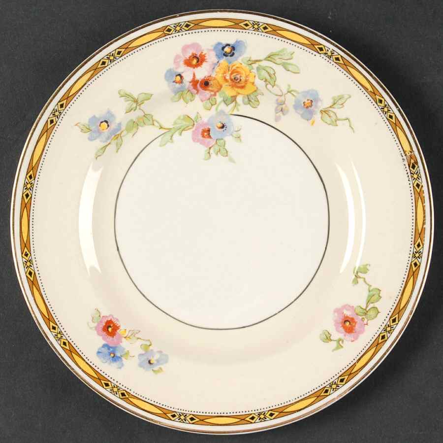 Watteau (Yellow Ovals Border) Bread & Butter Plate by Johnson Brothers-1