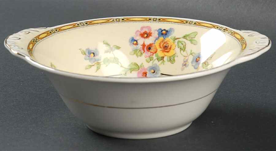 Watteau (Yellow Ovals Border) Lugged Cereal Bowl by Johnson Brothers-1