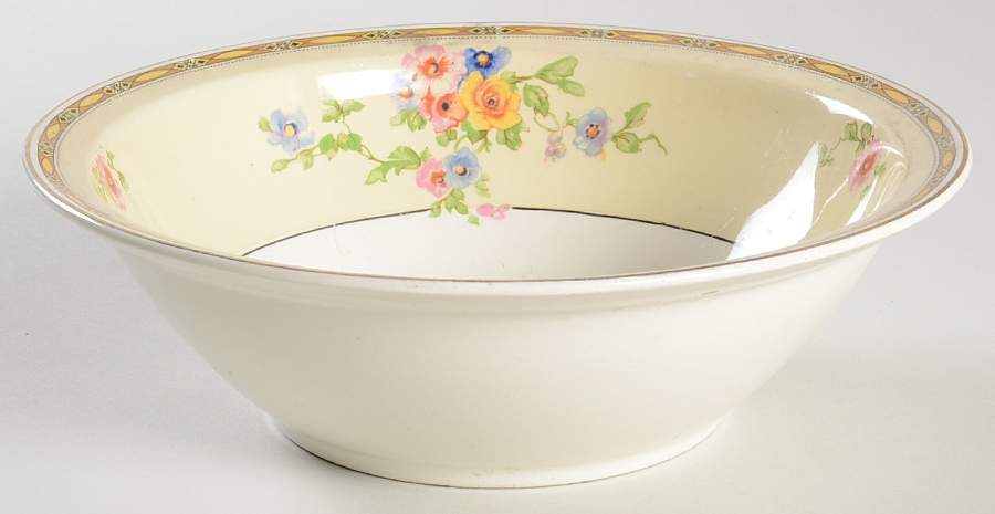 Watteau (Yellow Ovals Border) 8" Round Vegetable Bowl by Johnson Brothers-1