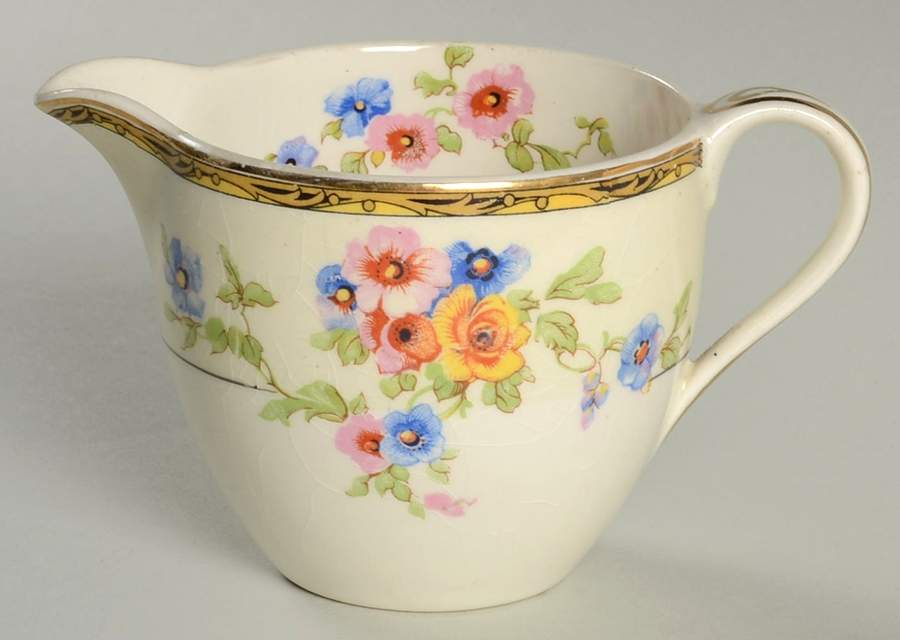 Watteau (Tan Scrolls & Dots Border) Creamer by Johnson Brothers-1