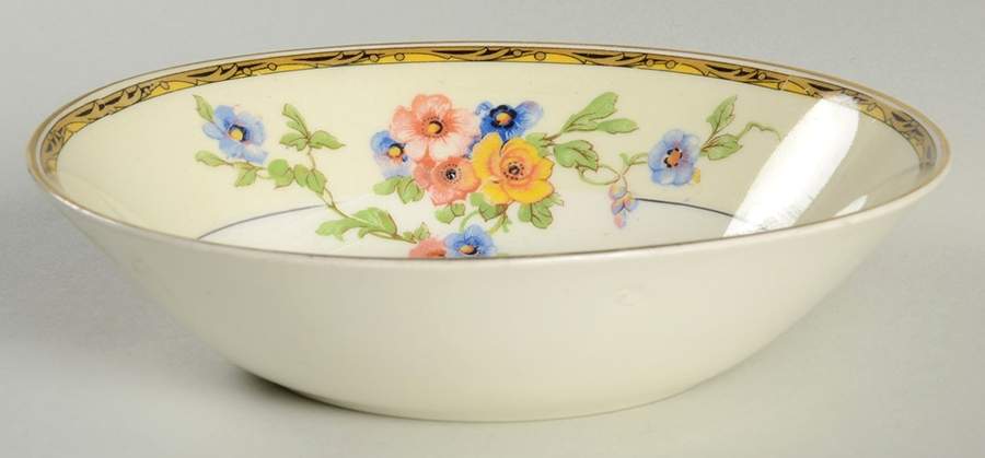 Watteau (Tan Scrolls & Dots Border) Coupe Cereal Bowl by Johnson Brothers-1