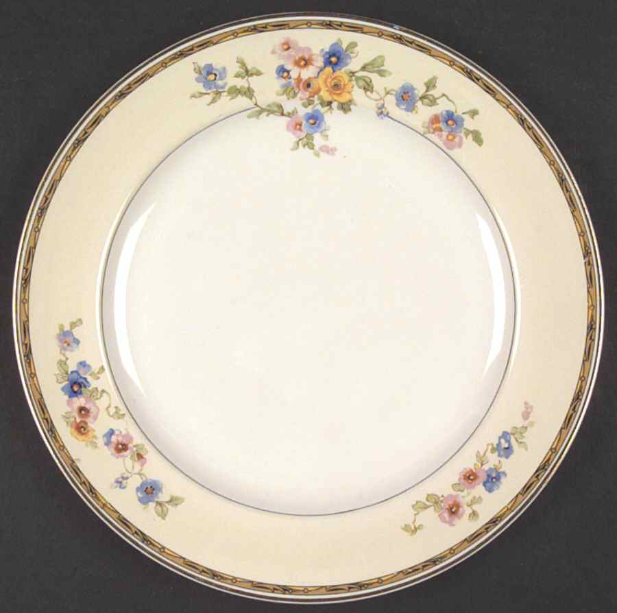 Watteau (Tan Scrolls & Dots Border) Dinner Plate by Johnson Brothers-1