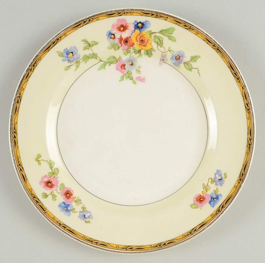 Watteau (Tan Scrolls & Dots Border) Dessert/Pie Plate by Johnson Brothers-1