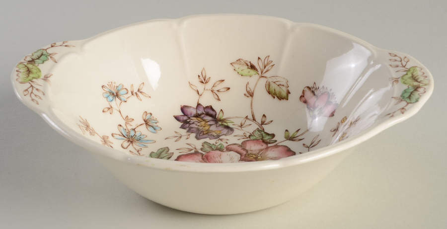 Windsor Flowers Brown Multicolor Lugged Cereal Bowl by Johnson Brothers-1