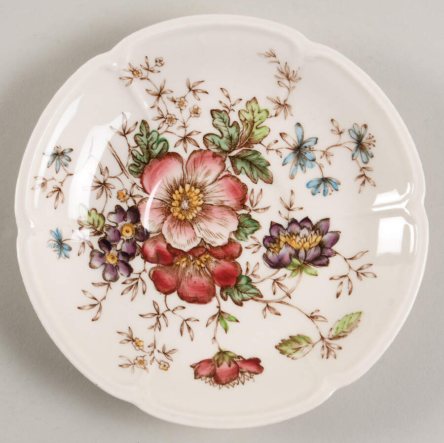 Windsor Flowers Brown Multicolor Saucer by Johnson Brothers-1