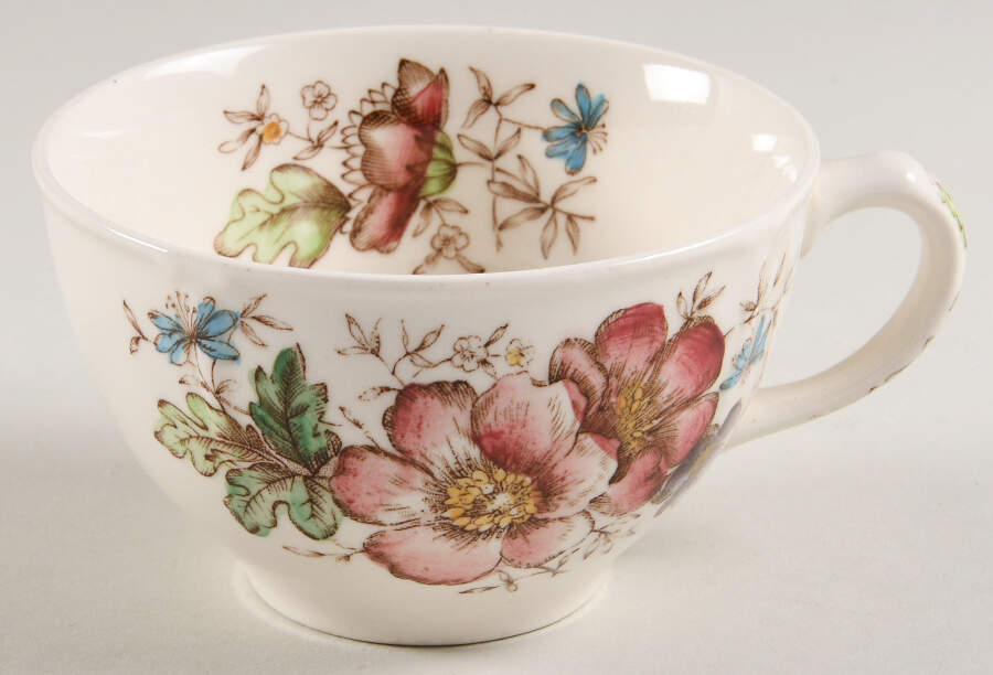 Windsor Flowers Brown Multicolor Flat Cup by Johnson Brothers-1