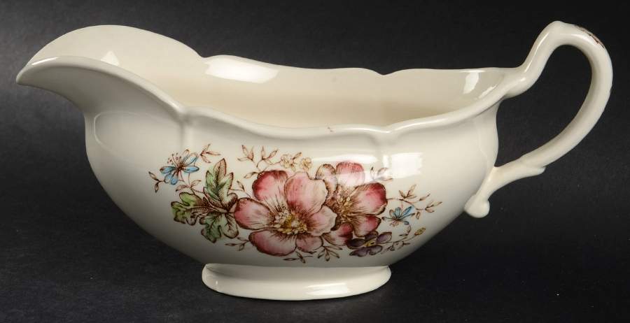 Windsor Flowers Brown Multicolor Gravy Boat by Johnson Brothers-1