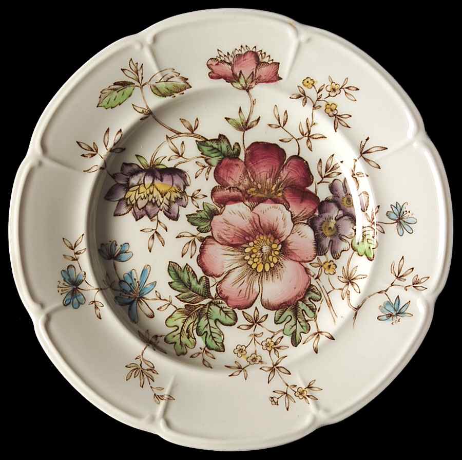 Windsor Flowers Brown Multicolor Bread & Butter Plate by Johnson Brothers-1