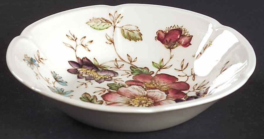 Windsor Flowers Brown Multicolor Fruit/Dessert (Sauce) Bowl by Johnson Brothers-1