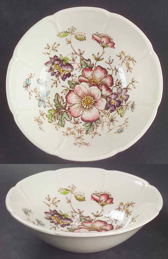 Windsor Flowers Brown Multicolor Coupe Cereal Bowl by Johnson Brothers-1