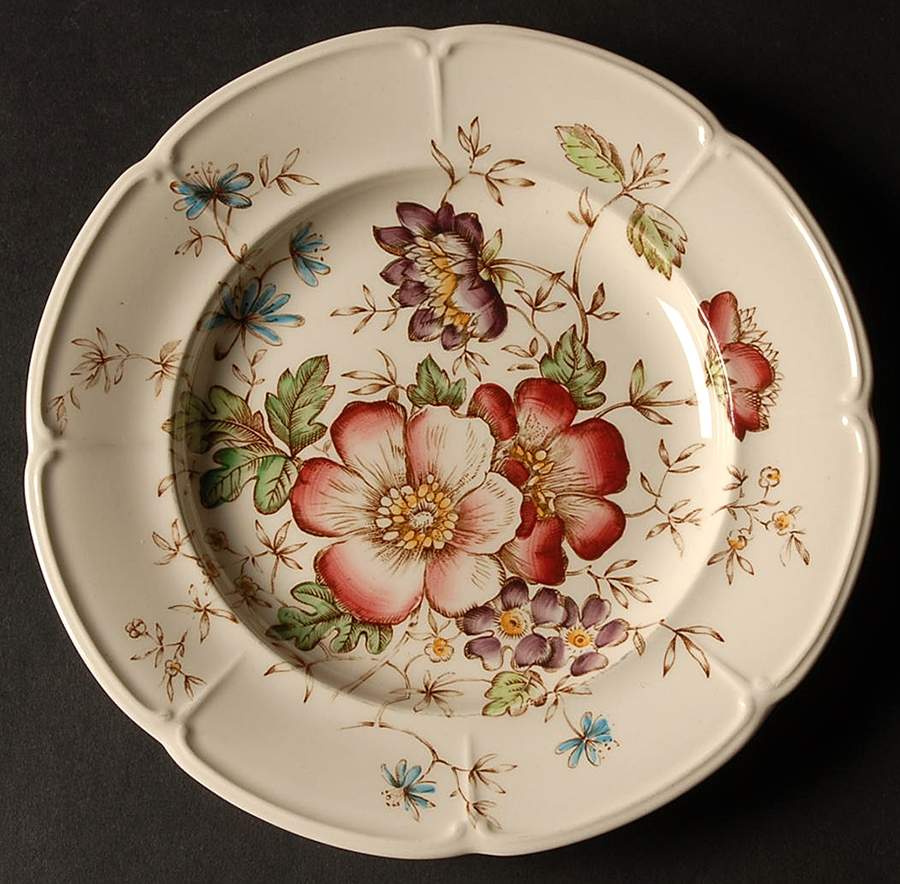 Windsor Flowers Brown Multicolor Salad Plate by Johnson Brothers-1