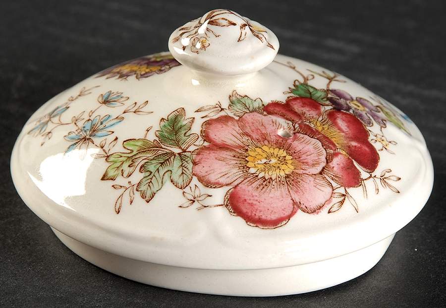 Windsor Flowers Brown Multicolor Lid for Teapot by Johnson Brothers-1