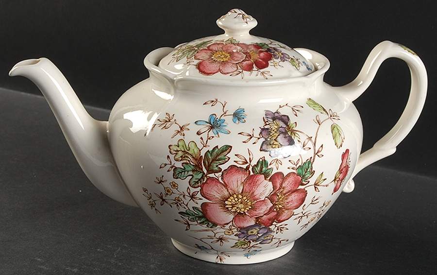 Windsor Flowers Brown Multicolor Teapot & Lid by Johnson Brothers-1