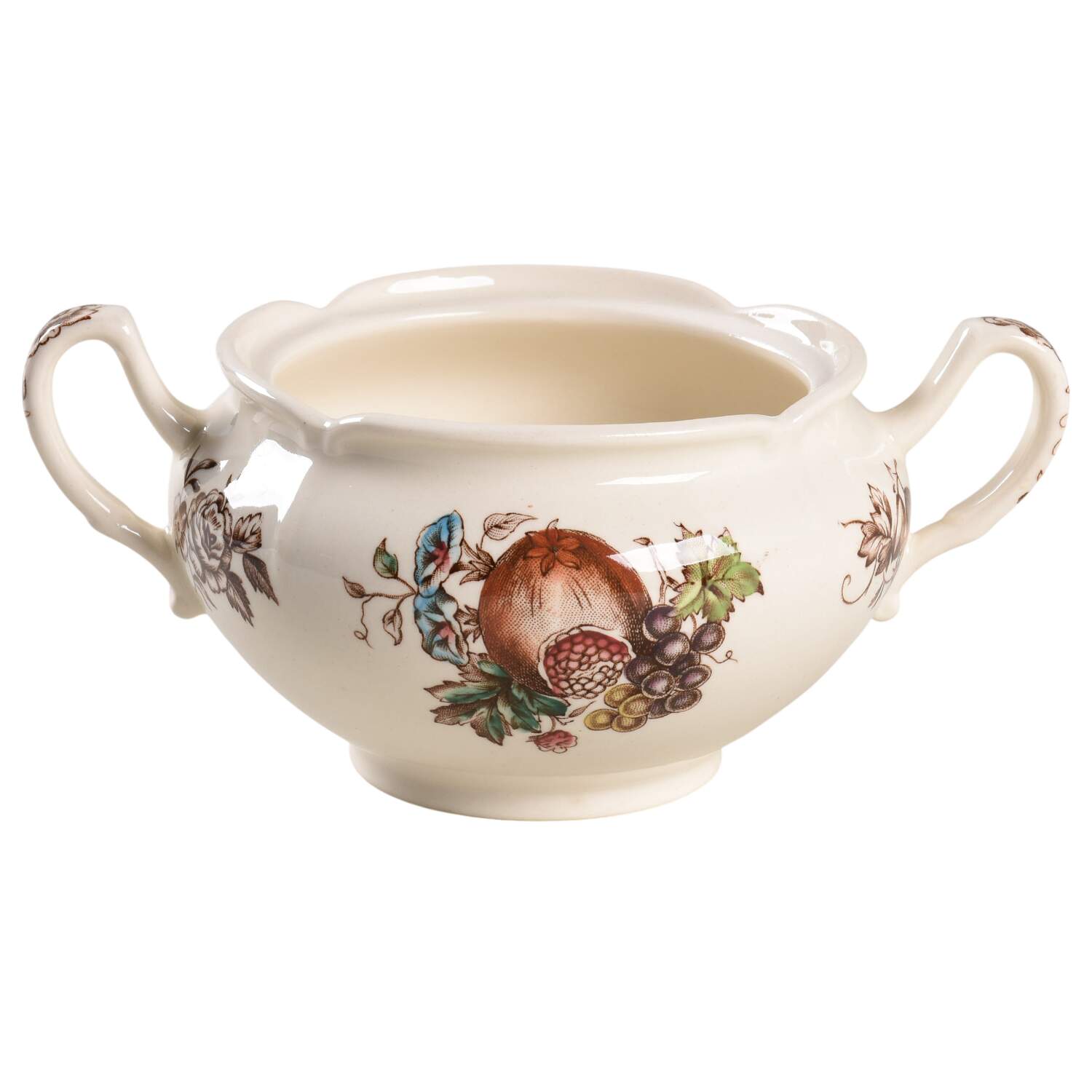 Windsor Fruit (Georgian, Ribbed Border) Sugar Bowl No Lid by Johnson Brothers-1