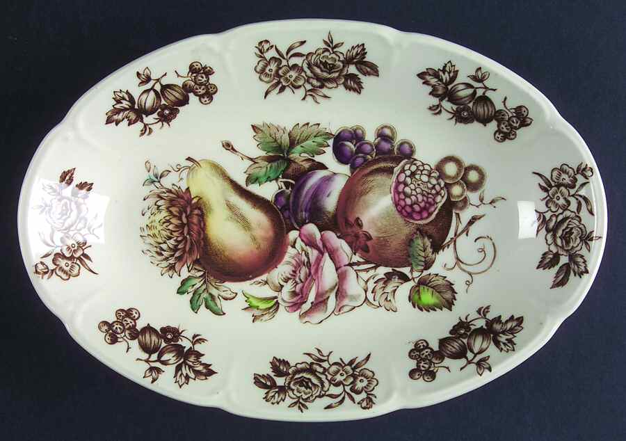 Windsor Fruit (Georgian, Ribbed Border) Relish/Gravy Underplate by Johnson Brothers-1