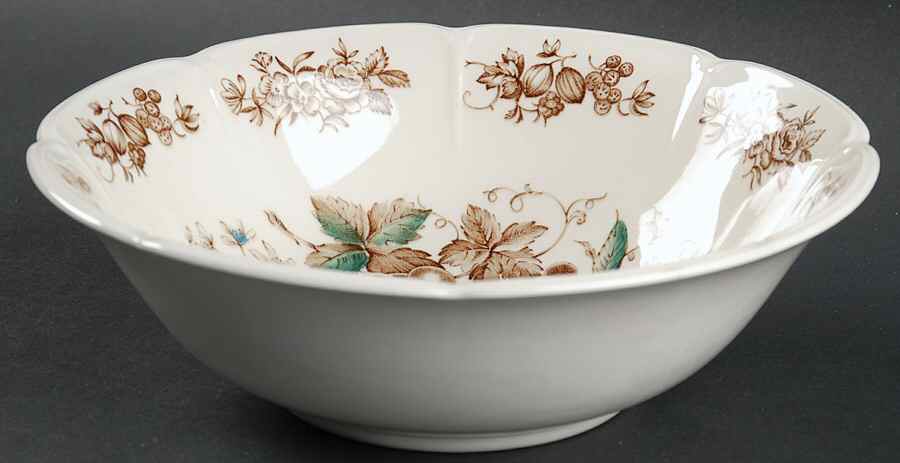 Windsor Fruit (Georgian, Ribbed Border) 8" Round Vegetable Bowl by Johnson Brothers-1