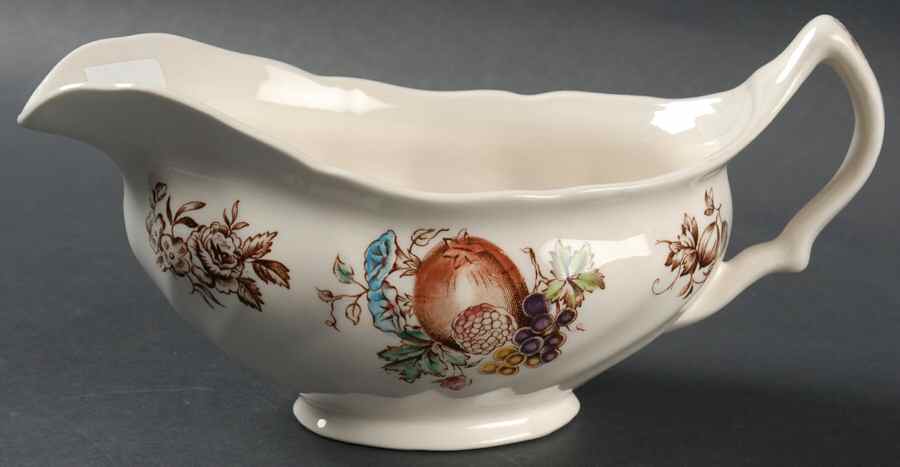 Windsor Fruit (Old Chelsea, Swirl Border) Gravy Boat by Johnson Brothers-1