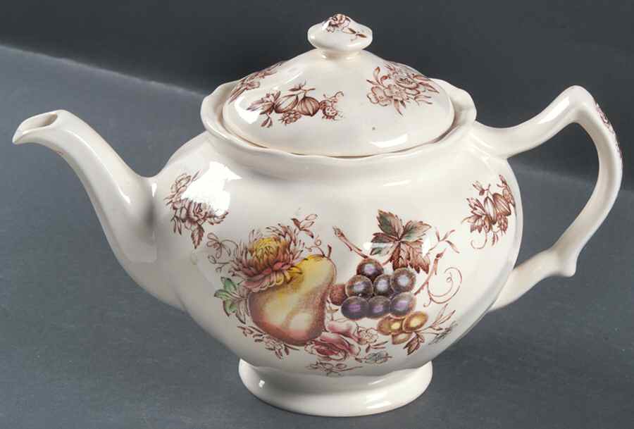 Windsor Fruit (Old Chelsea, Swirl Border) Teapot & Lid by Johnson Brothers-1
