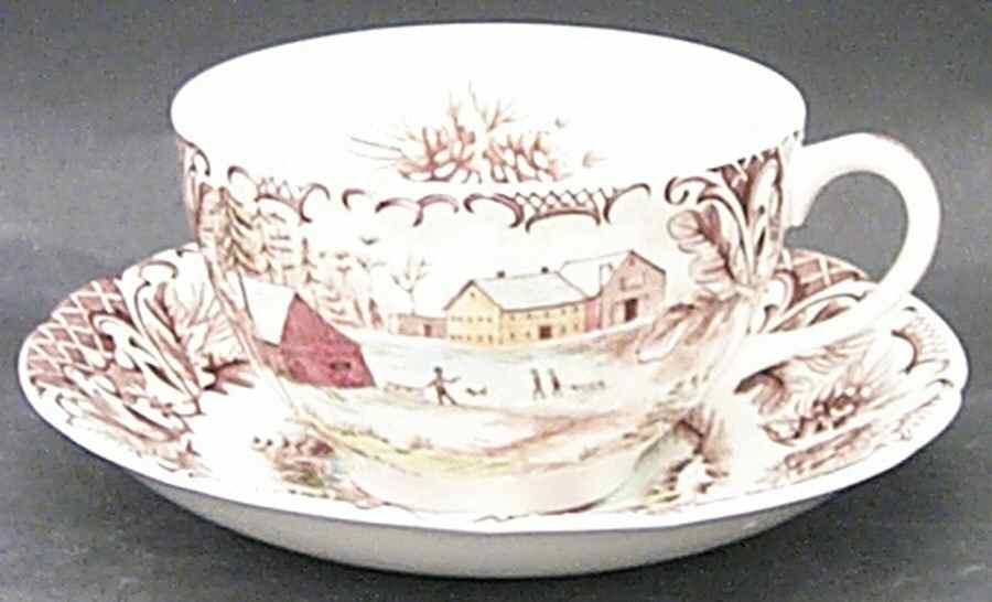 Winter Holiday Flat Cup & Saucer Set by Johnson Brothers-1