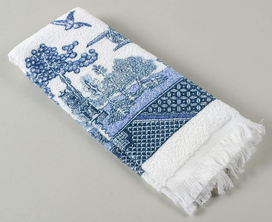 Willow Blue (Made in England, Earthenware, Newer) Cloth Hand Towel by Johnson Brothers-1