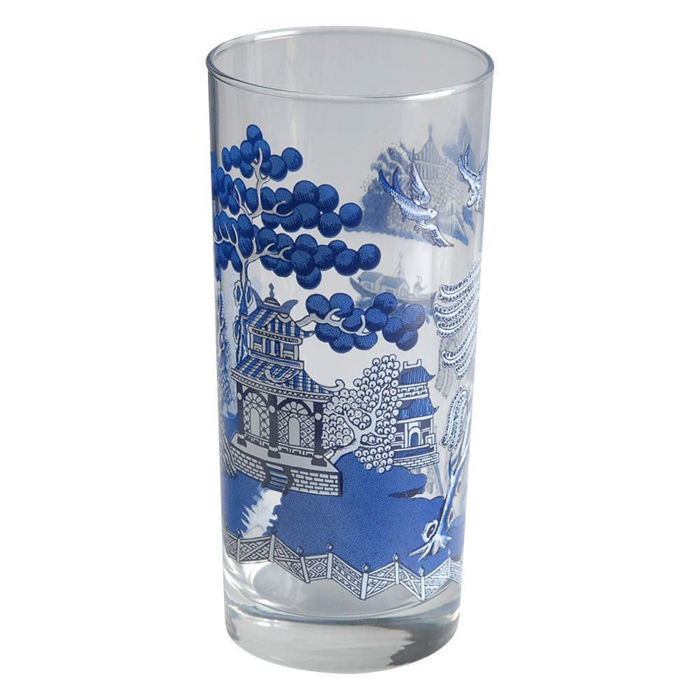 Willow Blue (Made in England, Earthenware, Newer) 14 Oz Glassware Tumbler by Johnson Brothers-1