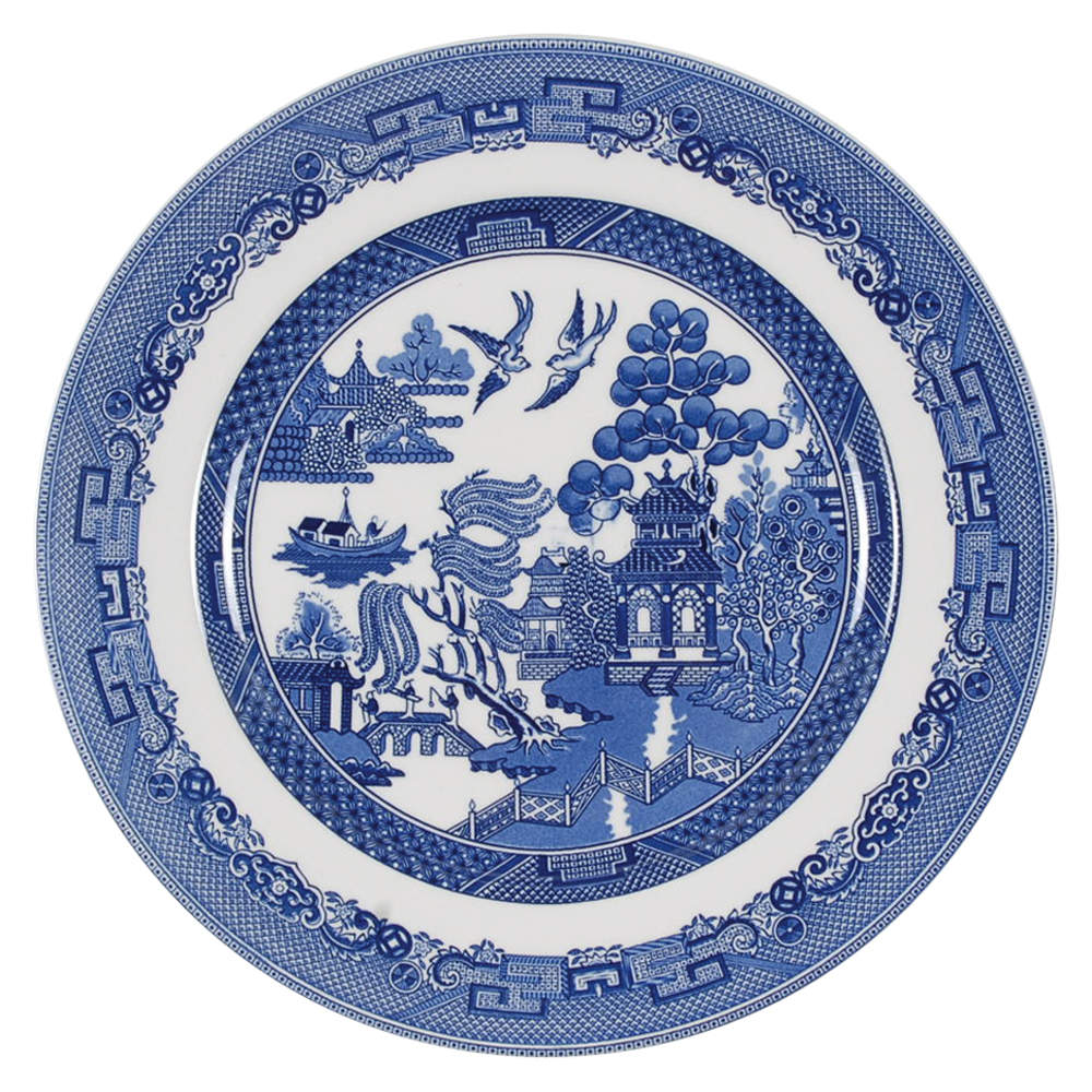 Willow Blue (Made in England, Earthenware, Newer) Dinner Plate by Johnson Brothers-1