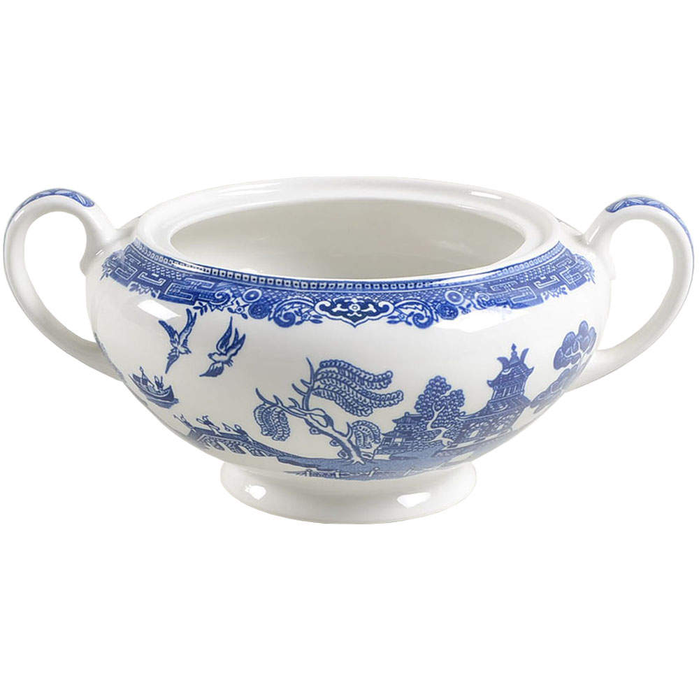 Willow Blue (Made in England, Earthenware, Newer) Sugar Bowl No Lid by Johnson Brothers-1