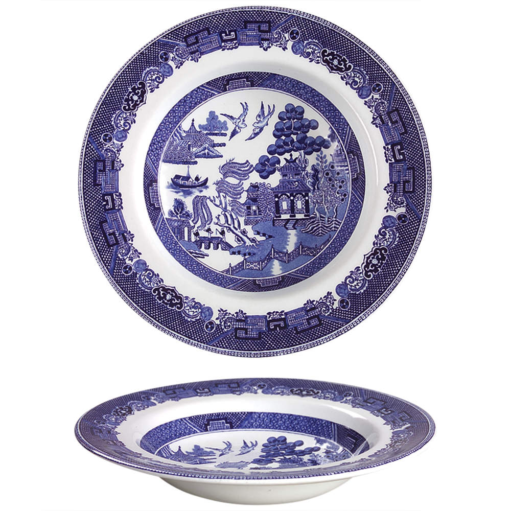 Willow Blue (Made in England, Earthenware, Newer) Rim Soup Bowl by Johnson Brothers-1