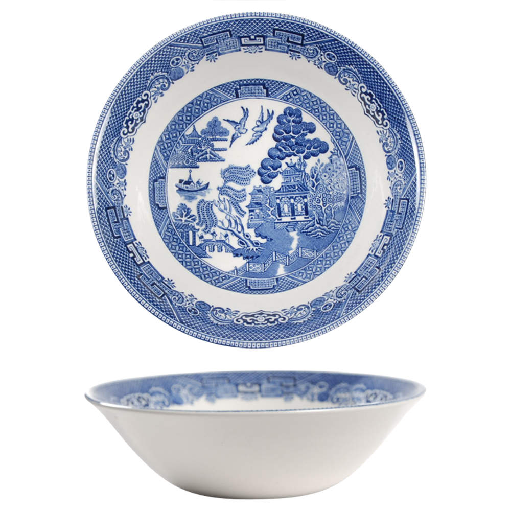 Willow Blue (Made in England, Earthenware, Newer) Coupe Cereal Bowl by Johnson Brothers-1