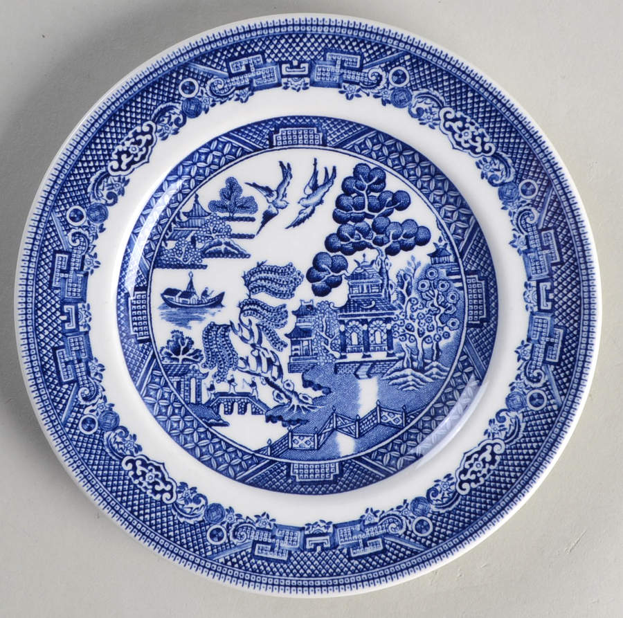 Willow Blue (Made in England, Earthenware, Newer) Bread & Butter Plate by Johnson Brothers-1