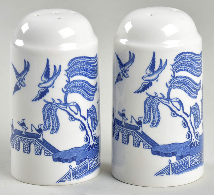Willow Blue (Made in England, Earthenware, Newer) Salt & Pepper Set by Johnson Brothers-1