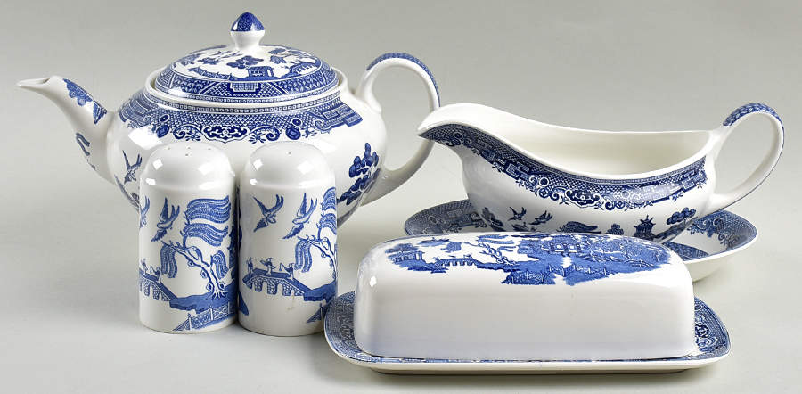 Willow Blue (Made in England, Earthenware, Newer) Completer Set by Johnson Brothers-1