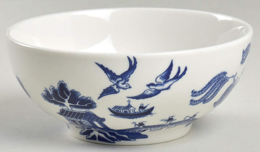Willow Blue (Made in England, Earthenware, Newer) Oatmeal Bowl by Johnson Brothers-1