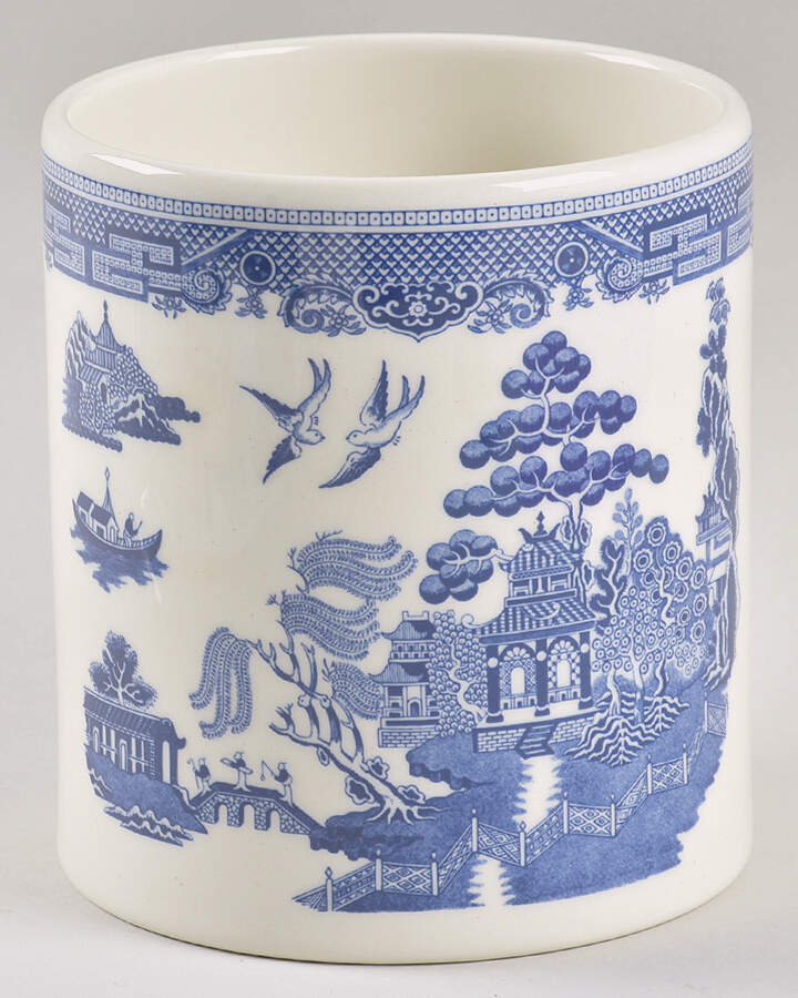 Willow Blue (Made in England, Earthenware, Newer) Medium Canister No Lid by Johnson Brothers-1