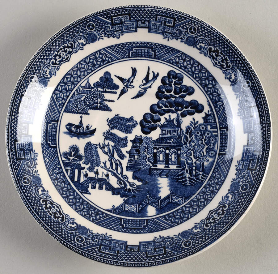 Willow Blue (Made in England, Earthenware, Newer) Saucer for Flat Cup by Johnson Brothers-1