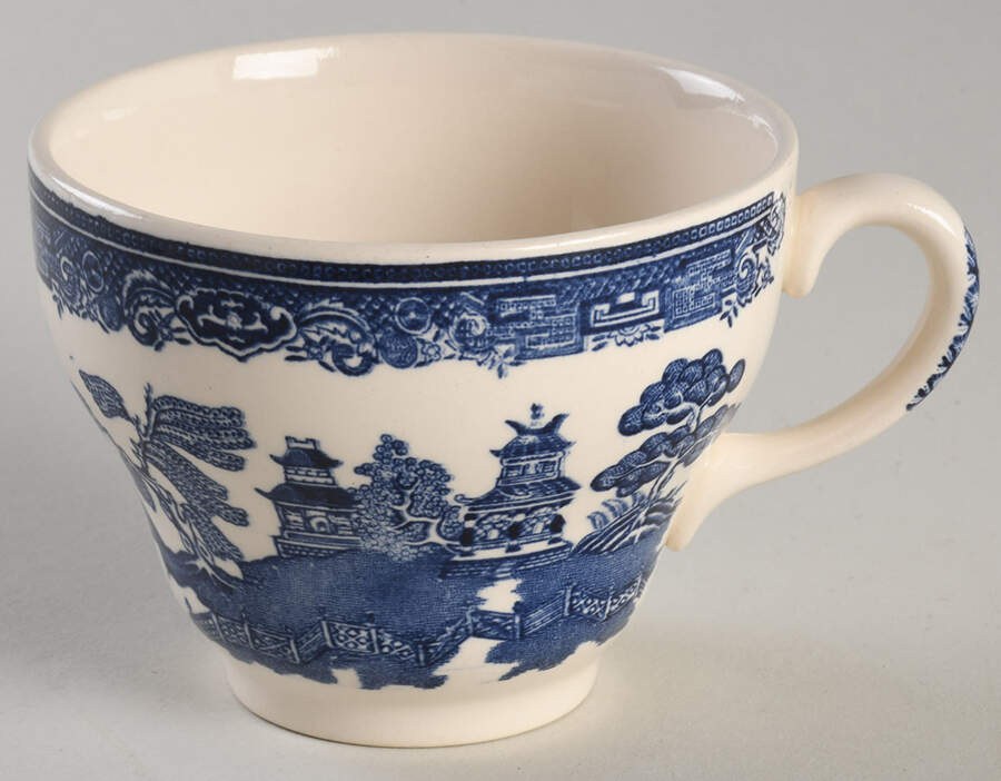 Willow Blue (Made in England, Earthenware, Newer) Flat Cup by Johnson Brothers-1