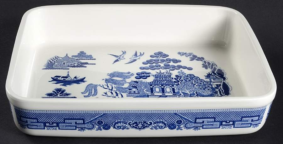 Willow Blue (Made in England, Earthenware, Newer) 13" Lasagna by Johnson Brothers-1