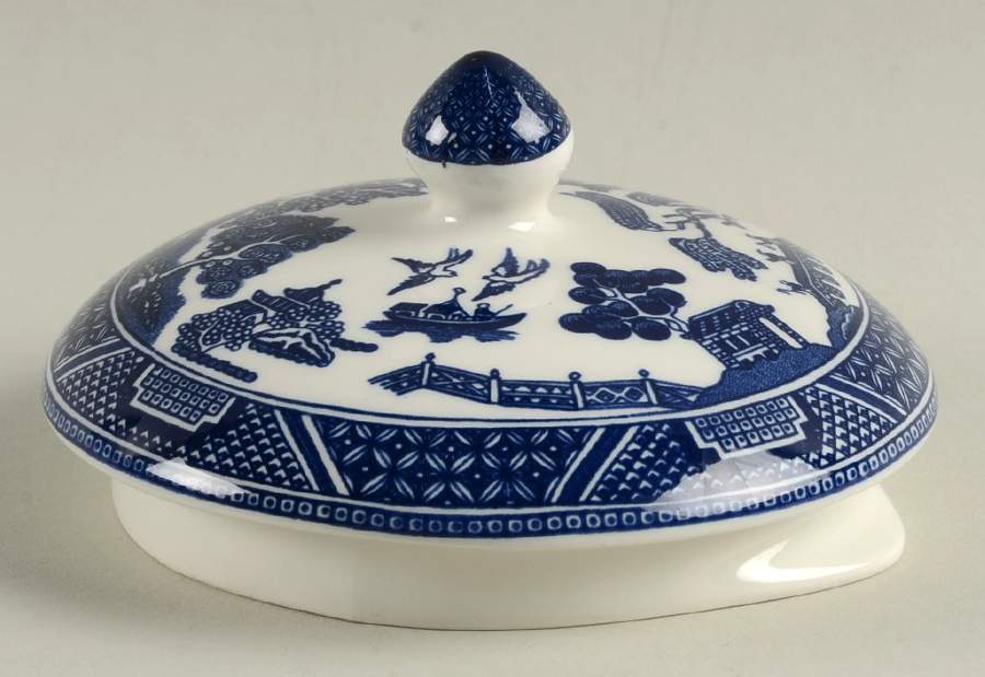 Willow Blue (Made in England, Earthenware, Newer) Lid for Teapot by Johnson Brothers-1