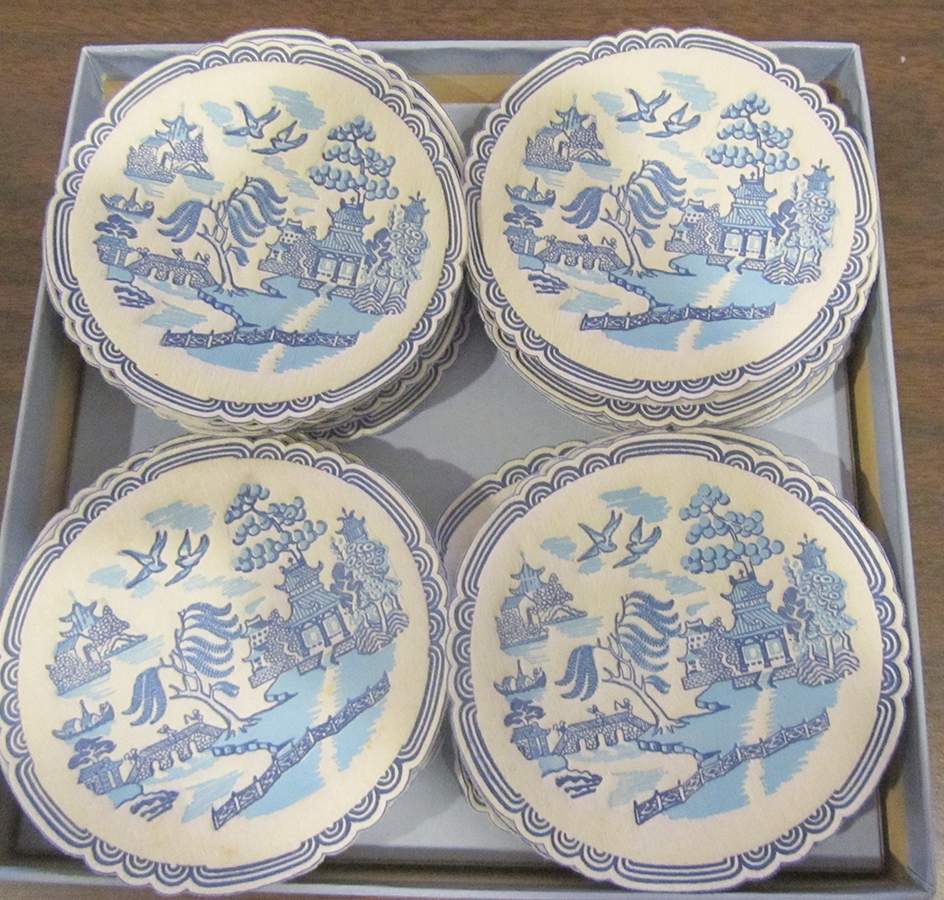 Willow Blue (Made in England, Earthenware, Newer) Paper Coaster - Set of 32 by Johnson Brothers-1