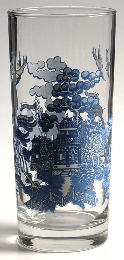 Willow Blue (Made in England, Earthenware, Newer) 14 Oz Glassware Tumbler by Johnson Brothers-1