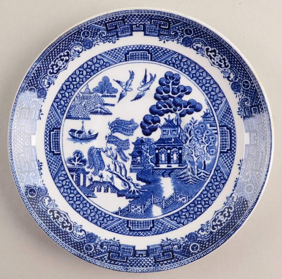Willow Blue (Made in England, Earthenware, Newer) Saucer for Flat Cup by Johnson Brothers-1