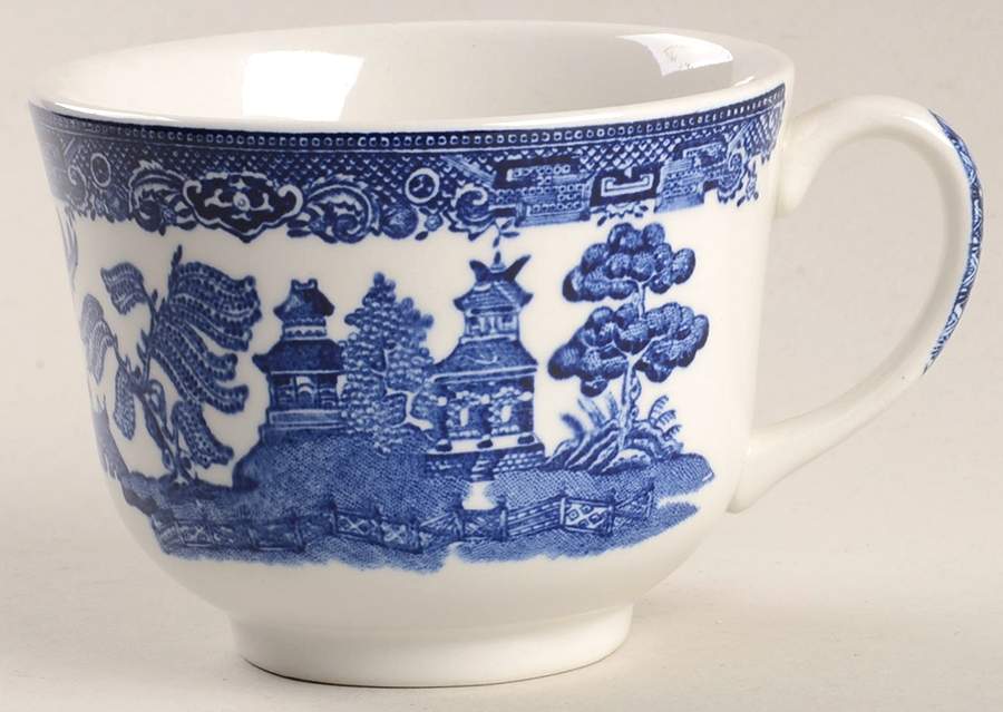 Willow Blue (Made in England, Earthenware, Newer) Flat Cup by Johnson Brothers-1