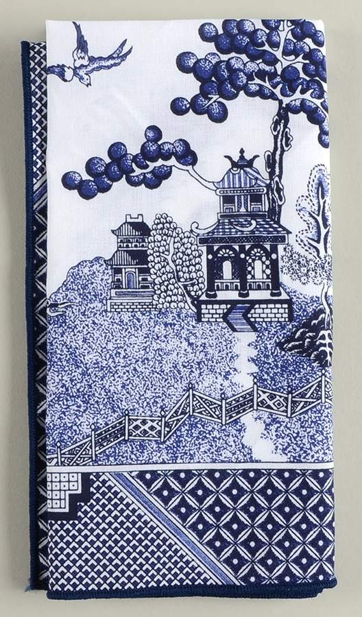 Willow Blue (Made in England, Earthenware, Newer) Cloth Napkin by Johnson Brothers-1