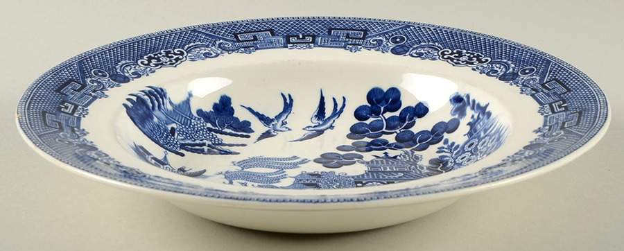 Willow Blue (Made in England, Earthenware, Newer) Rim Soup Bowl by Johnson Brothers-1