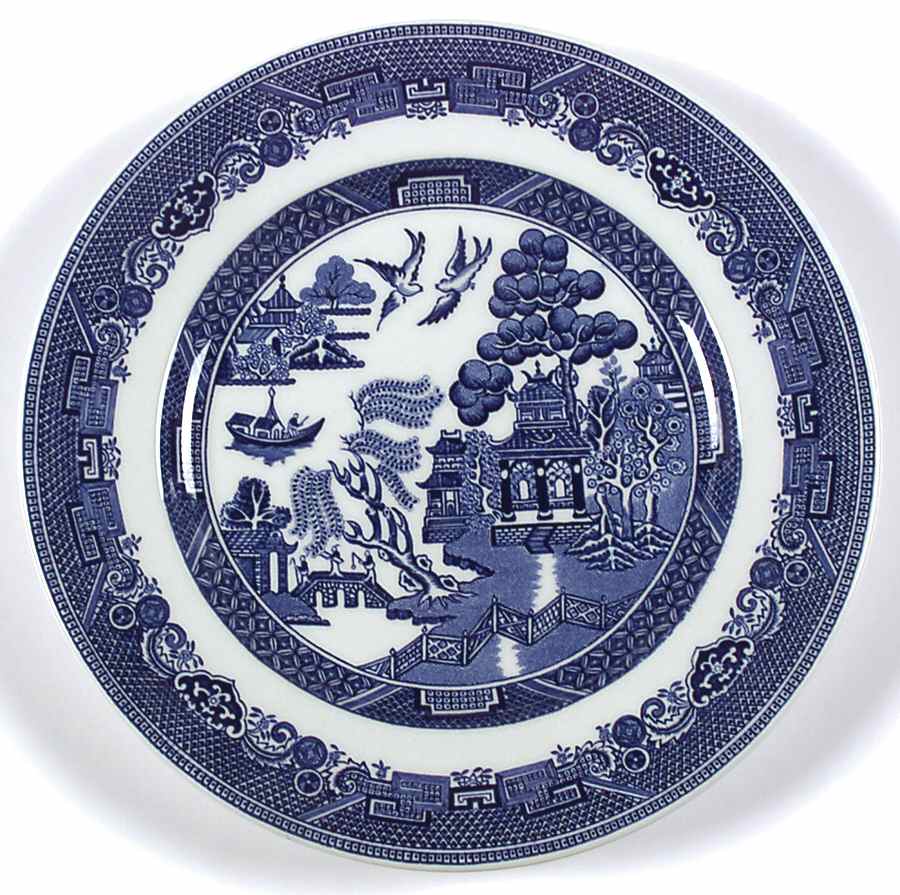 Willow Blue (Made in England, Earthenware, Newer) Dessert/Pie Plate by Johnson Brothers-1