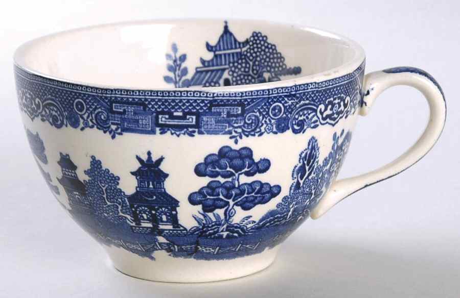 Willow Blue (Made in England, Earthenware, Newer) Flat Cup by Johnson Brothers-1